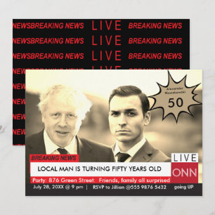 Boris Johnson 50th Birthday Mannen Funny TV News Kaart