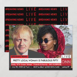 Boris Johnson Women's 50th Birthday Funny TV News Kaart