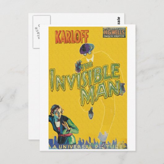 Boris Karloff als onzichtbaar Man Briefkaart (Voorkant / Achterkant)