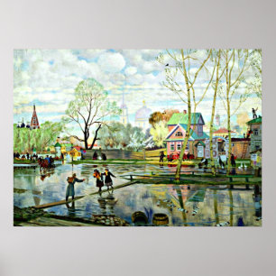 Boris Kustodiev art: Spring, schilderij van Kustod Poster