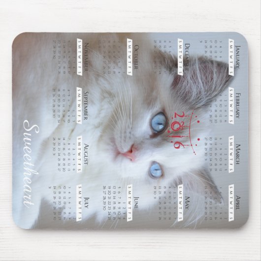 Boris SugarPuffs mousepad met agenda 2016 Muismat (Voorkant)