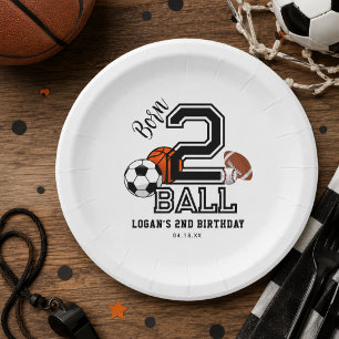 Born 2 Ball Sport Thema Jongens 2de Verjaardagsfee Papieren Bordje