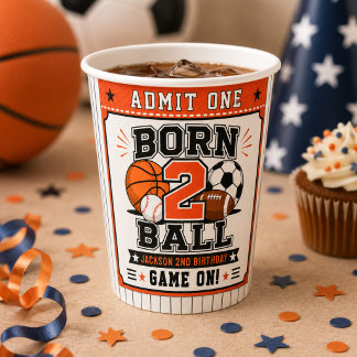 Born 2 Ball Sportieve Jongen 2de Verjaardagsfeestj Papieren Bekers