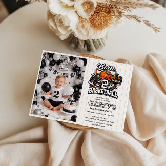 Born 2 Basketball Sports Themed Boy 2nd Birthday Kaart