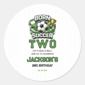 Born 2 Soccer Sports Themed Boy 2nd Birthday Party Ronde Sticker