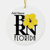 BORN Florida Yellow Hibiscus Custom Keramisch Ornament (Voorkant)