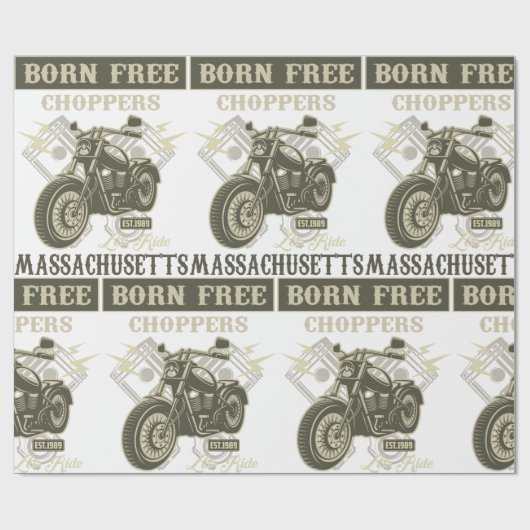 Born Free Choppers Motorcycle Massachusetts Cadeaupapier (Vlak)