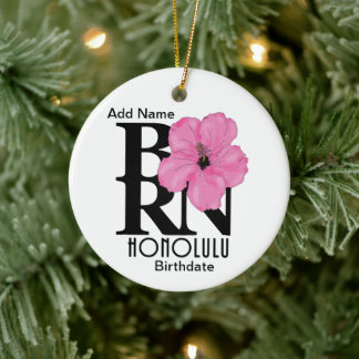 BORN Honolulu Pink Hibiscus Keramisch Ornament