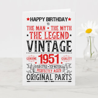 Born in 1951 Birthday the Man the Myth the Legend Kaart