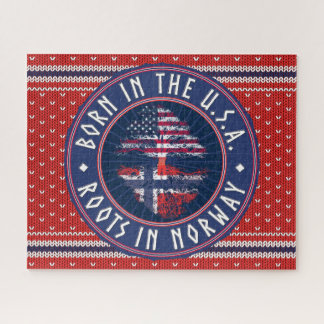 "Born in USA · Roots in Norway" Blue with Sweater Legpuzzel