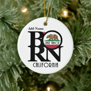 BORN Lake Tahoe California Keramisch Ornament