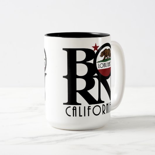 BORN Long Beach CA 15oz Two-Tone Coffee Mok (Voorkant rechts)