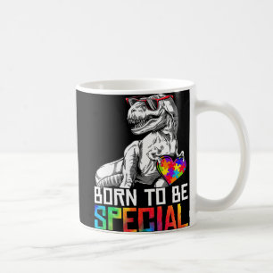 Born Special Trex Puzzle Dino boys Autism Awarenes Koffiemok