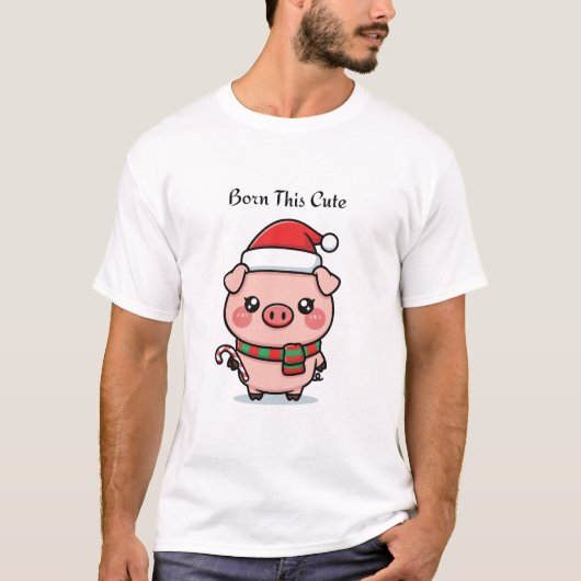 Born This Cute | Cute Mini Pig Graphic T-Shirt (Devant)