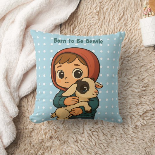 Born to Be Gentle" Knuffelend Kind & Lam - Schatti Kussen (Deken)
