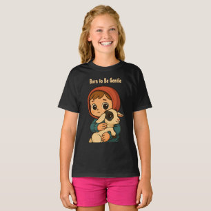 Born to Be Gentle" Schattigee illustratie voor kin T-shirt