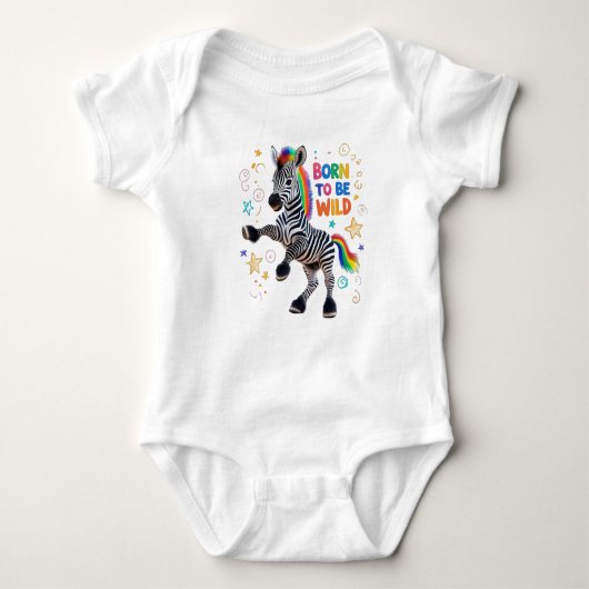 Born To Be Wild Baby Zebra Outfit Romper (Voorkant)