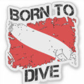 Born to Dive weathered dive flag sticker (Devant)