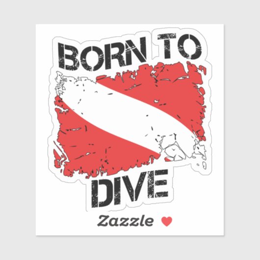 Born to Dive weathered dive flag sticker (Feuille)