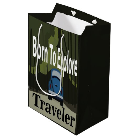 Born To Explore Road Trip Medium Cadeauzakje (Voorkant Gekanteld)