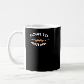 Born To Fly Tshirt Aviation Shirt Airplane Pilot Koffiemok