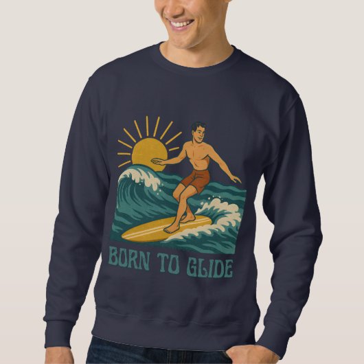 Born To Glide Cali Surfer -Retro Surf Art- Surfing Trui (Voorkant)