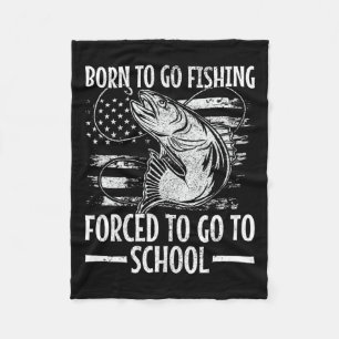 Born To Go Gevist door Fish Fisherman Boy Kind Fun Fleece Deken