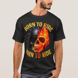 Born to Ride Flaming Skull Helmet T-shirt