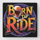 Born to Ride Square Wall Clock Vierkante Klok (Voorkant)