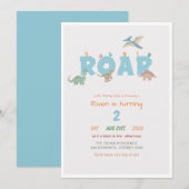 Born to Roar Baby Kid Dinosaur 2nd Birthday Kaart (Voorkant / Achterkant)