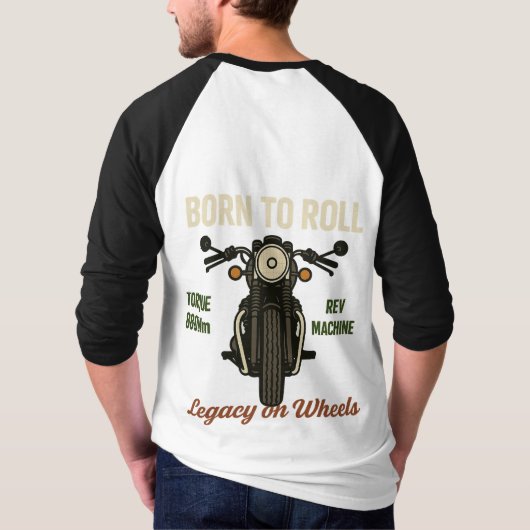 Born to Roll - Rev Machine  Motorcycle T-shirt (Achterkant)