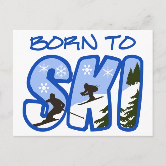 Born to Ski Briefkaart (Voorkant)
