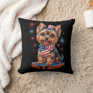 Born to Sparkle – Schattigee Yorkie 4th of July Pa Kussen