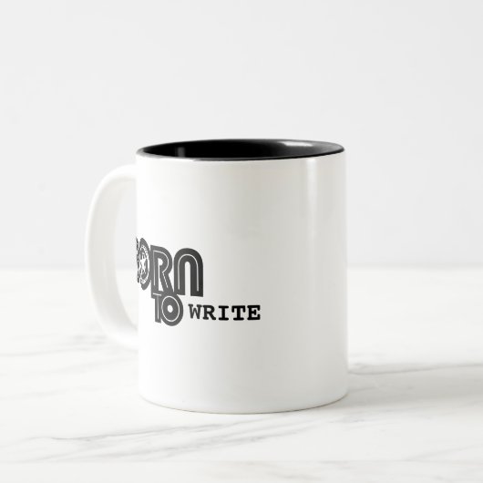 Born to Write - mug Tweekleurige Koffiemok (Voorkant links)