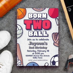 Born Two Ball - 2e verjaardag jongen Kaart