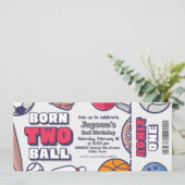 Born Two Ball - 2nd Birthday Boy Ticket Kaart (Staand voorkant)