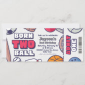 Born Two Ball - 2nd Birthday Boy Ticket Kaart (Voorkant)