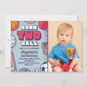 Born Two Ball Uitnodiging met Foto (Voorkant)
