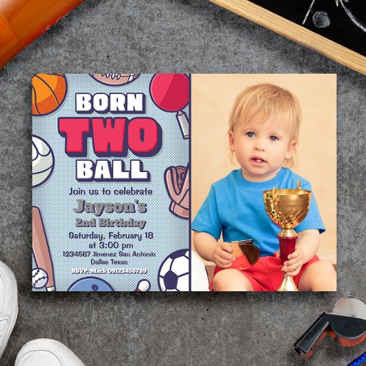 Born Two Ball Uitnodiging met Foto