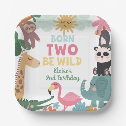 Born Two Be Wild Pink Papieren Bordje (Voorkant)