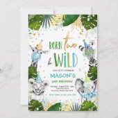 Born Two Be Wild Verjaardag Safari Dieren Partij Kaart (Voorkant)