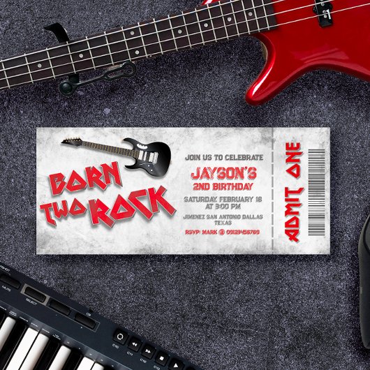 Born Two Rock - 2e verjaardag ticket uitnodiging