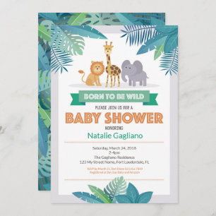 Born Wild Oerwoud Safari Baby shower Uitnodiging