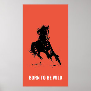 Born Wild Running Horse Inspirerend Pop Art Poster