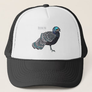 Borneaanse pauw-fazant vogelschilderij cartoon trucker pet