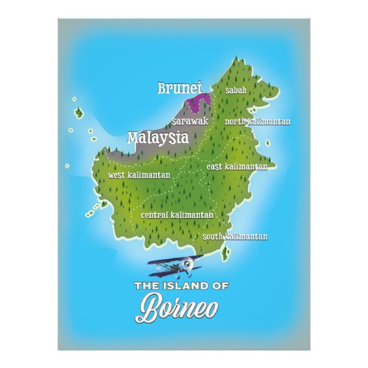 Borneo Map Foto Afdruk (Voorkant)