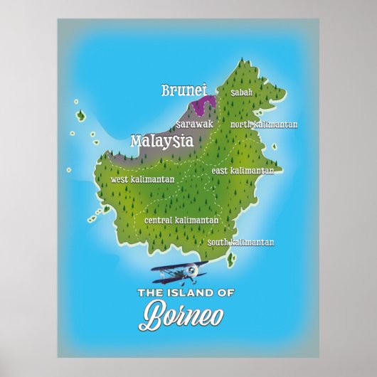 Borneo Map Poster (Voorkant)