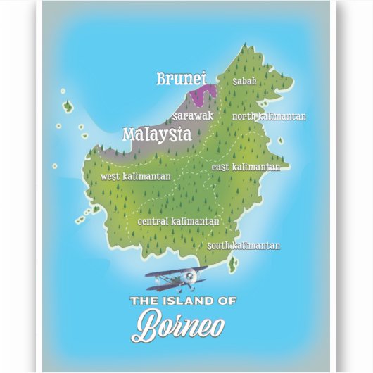 Borneo Map Sticker (Voorkant)