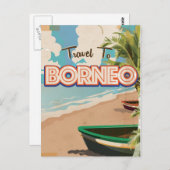 Borneo vintage poster art. briefkaart (Voorkant / Achterkant)