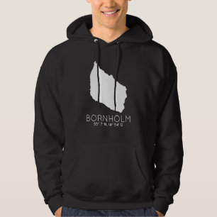 Bornholm Denmark Island Coordinates Dansk Kaart Hoodie